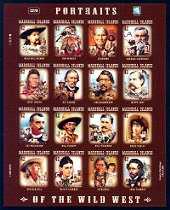 Portraits of the Wild West Mint Sheet of 16 Stamps Marshall Islands, 2008